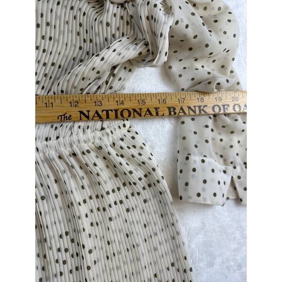 Club Monaco Womens Dress Pleated Polka Dot 3/4 Sleeves Ivory Sheer Dress Size S - Picture 8 of 15